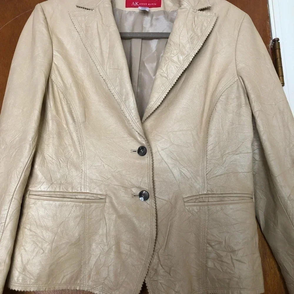 Annie Klein Crinkle Texture Leather Jacket M - Picture 3 of 13